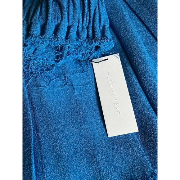 NWT Helmut Lang Nubby Viscose Ruched Icy Blue Women Size 2 Loose Fit Gypsy Skirt - Picture 2 of 9